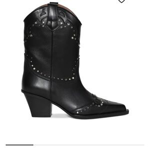 Paris Texas Janice 60 mm Black Leather Western Ankle Boots